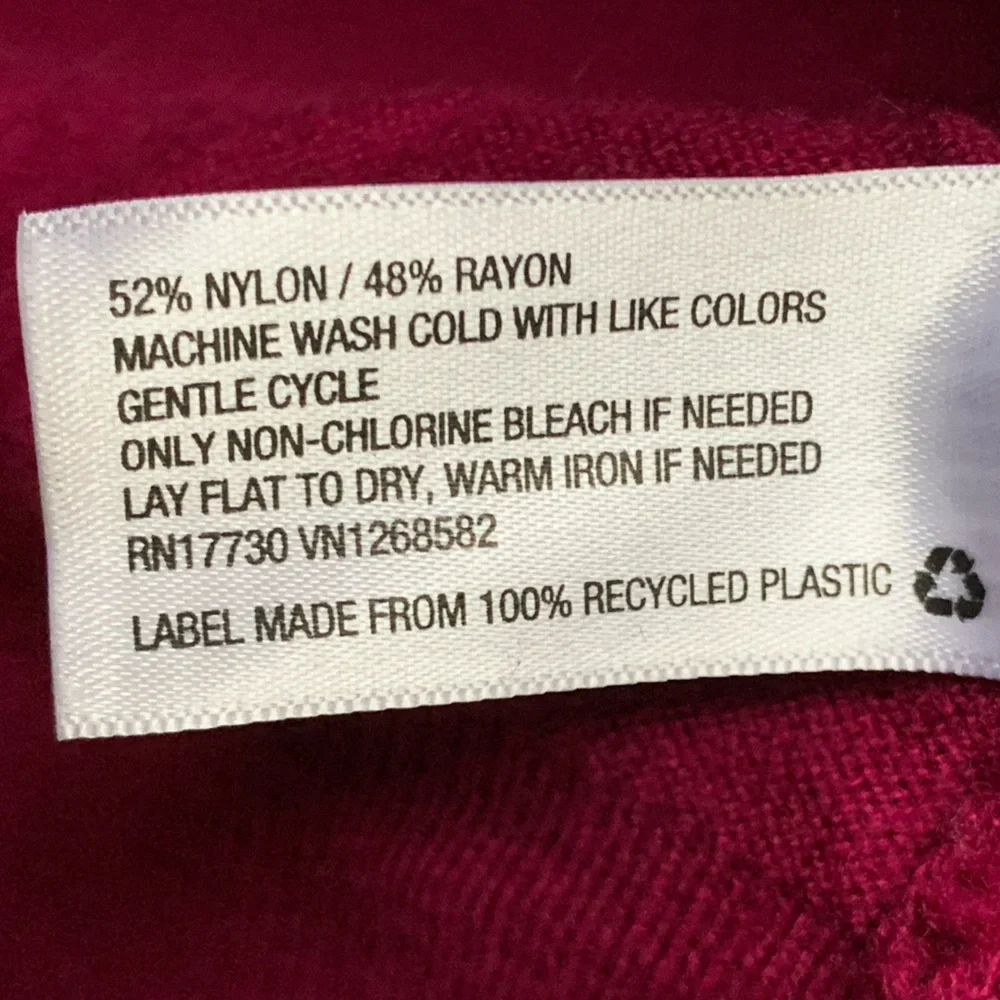 MERONA Women’s Burgundy Pink Red Open Front Long Sleeve Nylon Rayon Cardigan